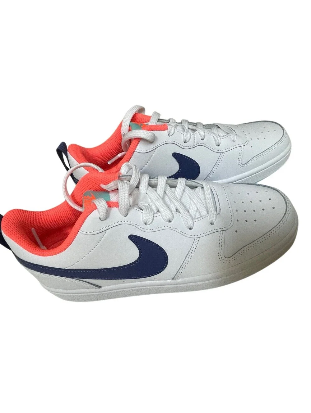 Nike Court Borough Low 2 Sneakers - White/Black/Orange - Size 6